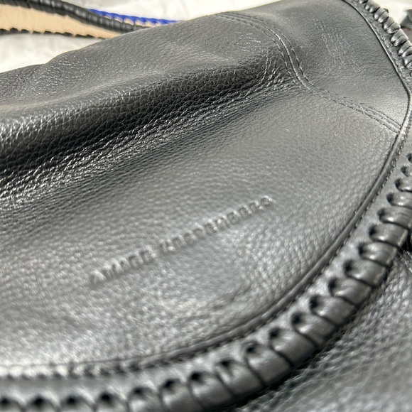 Aimee Kestenberg Black Leather Shoulder Bag with Blue Accent Strap - Picture 5 of 16